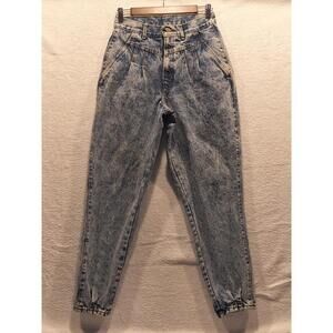 Chic 80's Vintage Acid Wash Jeans High Waisted Pleated Front Size 28x28